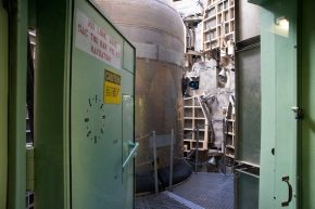 Looking thru the silo door at a portion of the missile
